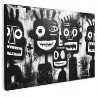LEINWANDBILD Malerei - Figuren - Schwarz - Abstrakt Wanddeko 90x60 cm - Schwarz, Textil (90/60cm) - MuchoWow