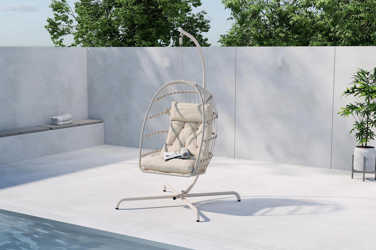 HÄNGESESSEL TREZZA Beige 75x70x198 cm - Beige, Metall (75/198/70cm) - FURNLUX