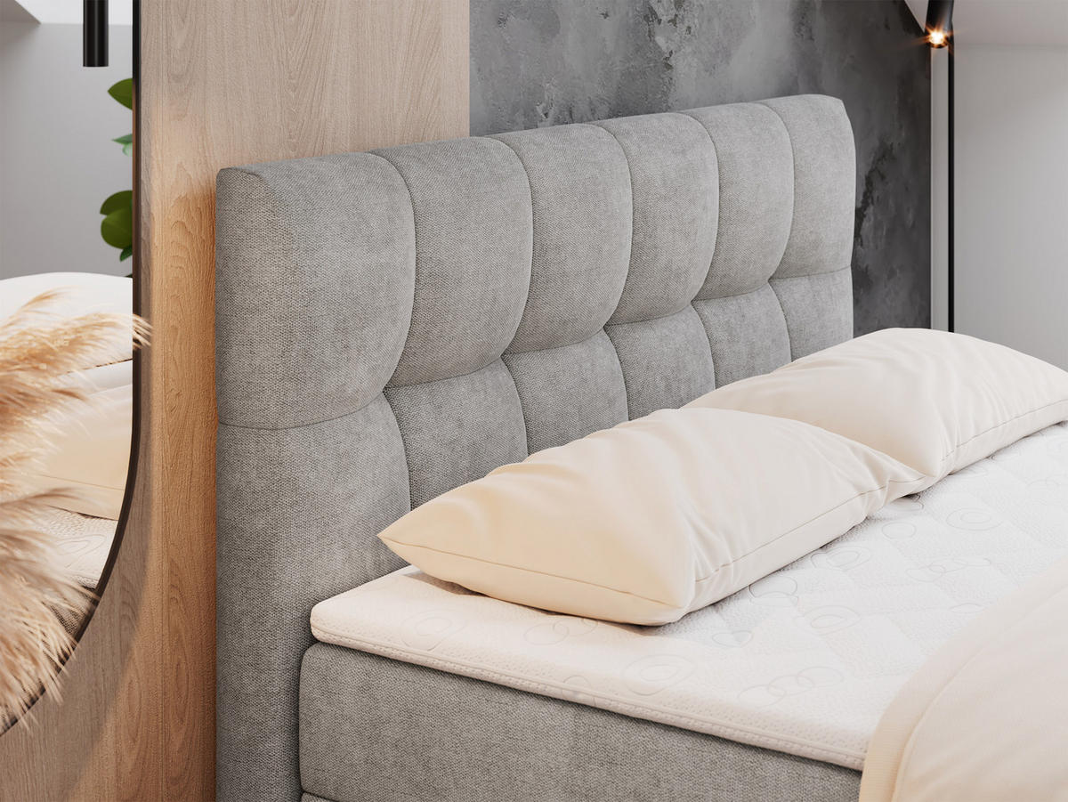 BOXBETT RICO 140/200 Hellgrau Struktur - H3 - Hellgrau, Holz/Textil (140/200cm) - MKS