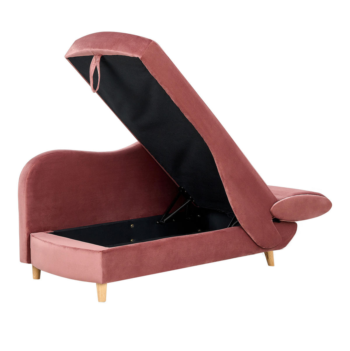 ČALOUNĚNÉ LEHÁTKO CHAISE LONGUE PRAVOSTRANNÉ RŮŽOVÉ Meri - růžová/hnědá, textil (155/76/69cm) - Beliani