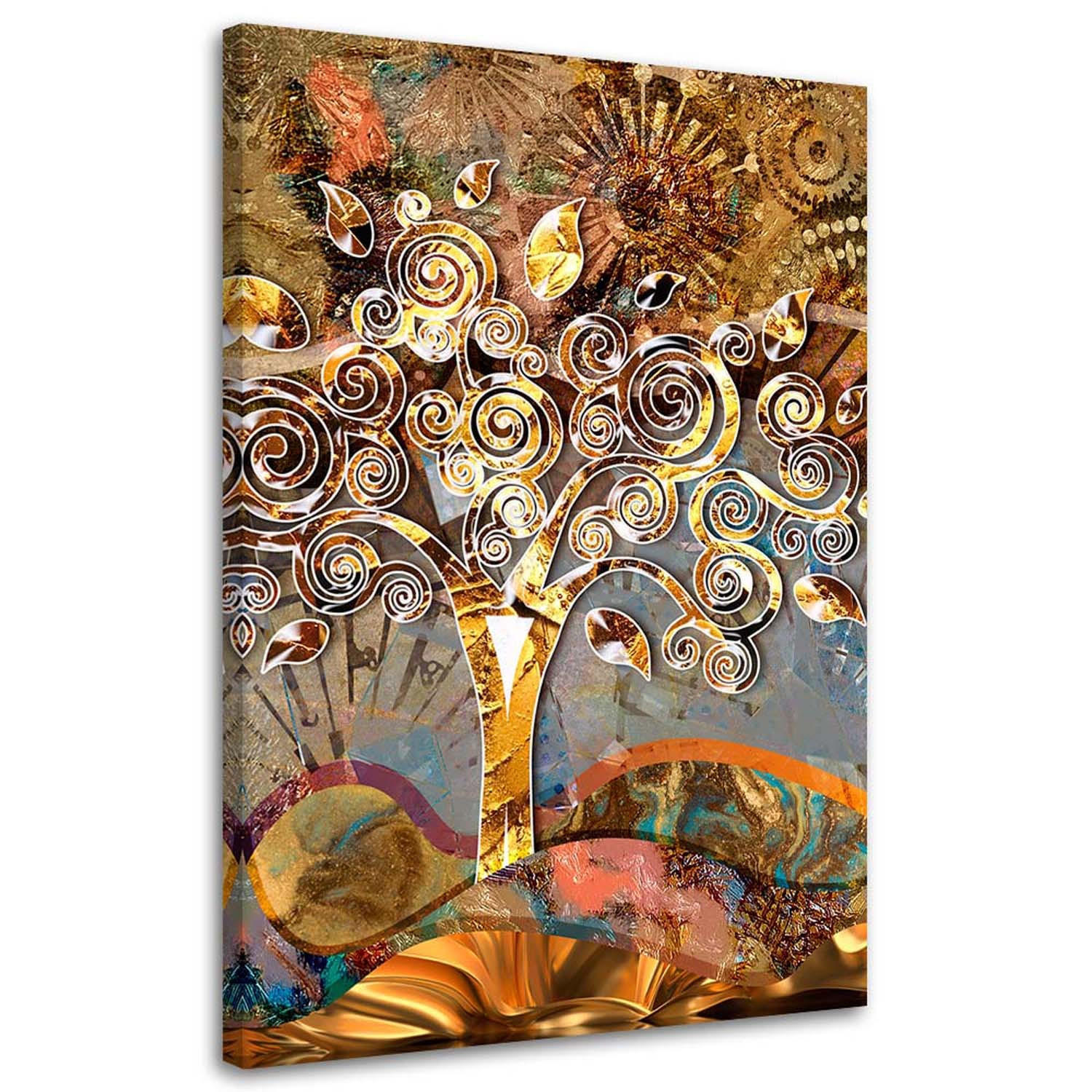 WANDBILD Baum der Liebe - G. Klimt Reproduktion 80x120cm - Goldfarben, Textil (80/120cm) - Feeby