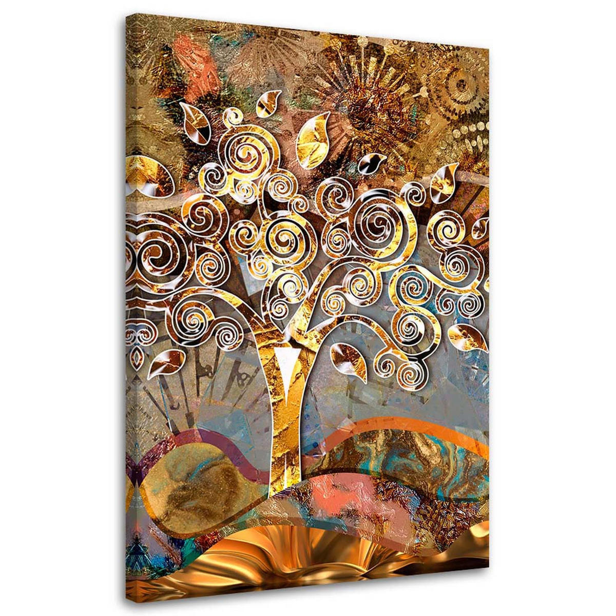 WANDBILD Baum der Liebe - G. Klimt Reproduktion 70x100cm - Goldfarben, Textil (70/100cm) - Feeby
