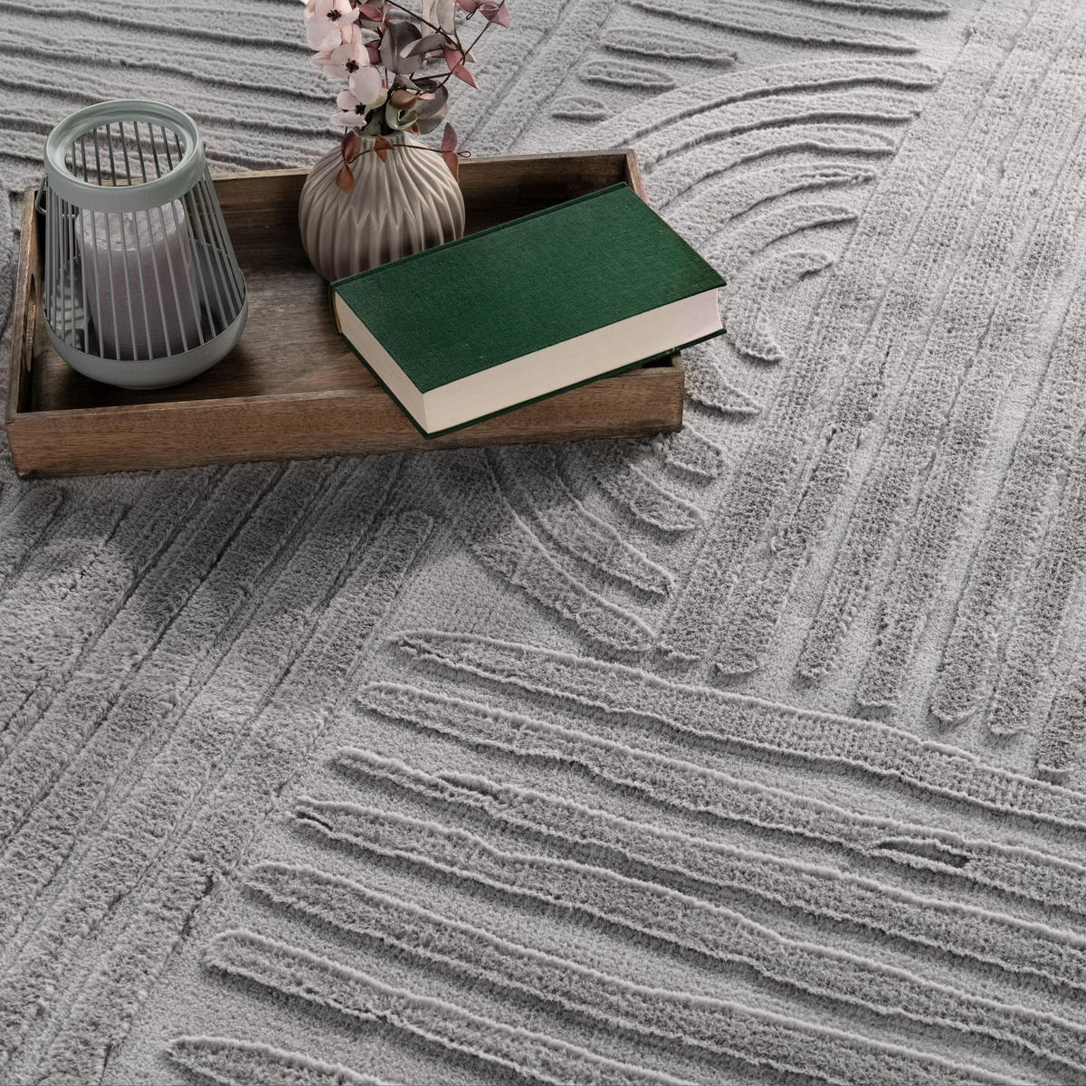 TEPPICH Kurzflor waschbar Unifarben Struktur Wohnzimmer schmutzabweisend Grau Rechteckig 80x150 - Grau, Textil (80/150cm) - KADIMA DESIGN