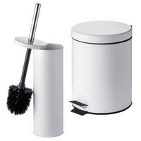 2-TLG.BADEZIMMER-SET - Weiß, Kunststoff/Metall (20.5/27.5/20.5cm) - Relaxdays