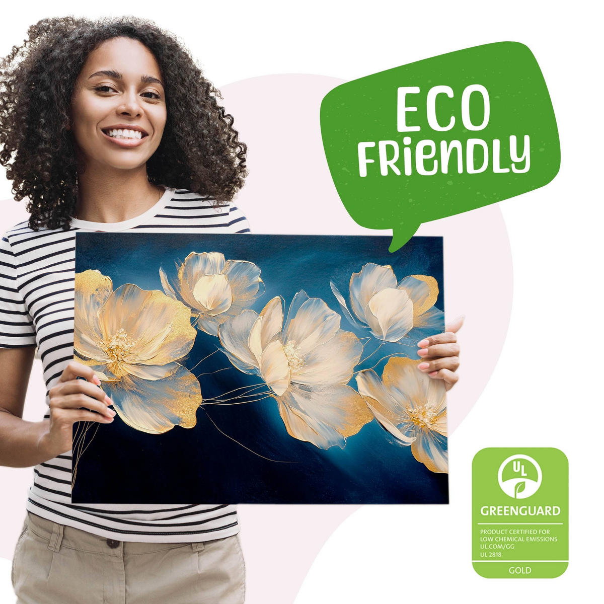 LEINWANDBILD für Schlafzimmer Blumen Pflanzen Natur Malarei 30cm x 20cm - Blau/Beige, Textil (30/20cm) - Muralo