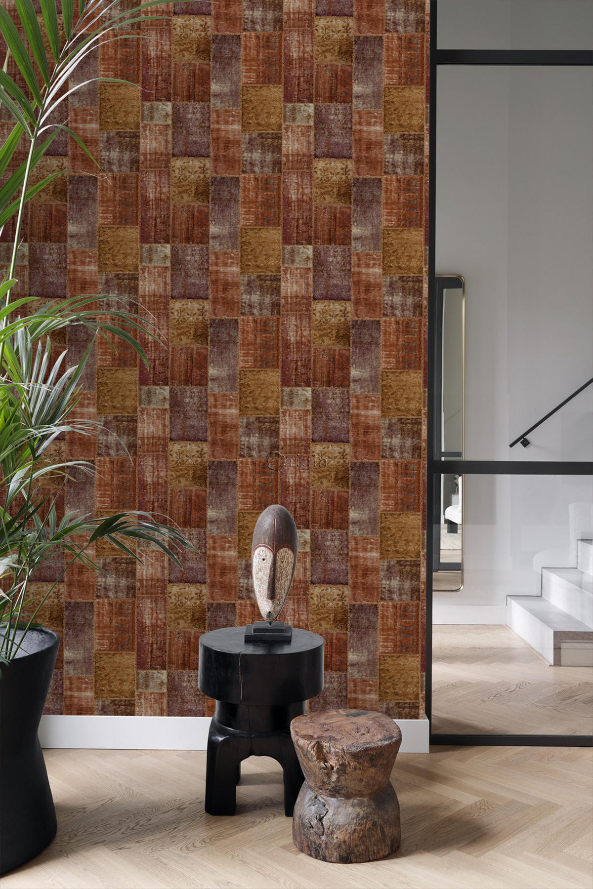 TAPETE Kelim-Patchwork 53 cm x 10.05 m - Orange, Papier (53/1000cm) - Origin Wallcoverings