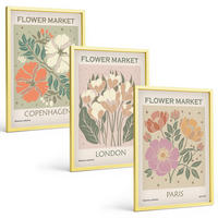 BILDER SET 3er Set - 40x60 cm Goldrahmen - Blumenposter Kopenhagen London Paris - Goldfarben, Kunststoff (40/60cm) - TULUP