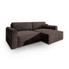 ECKSOFA FIANO M Braun Velours-Stoff mit Schlaffunktion - Braun, Holz (245/148cm) - MASSENO