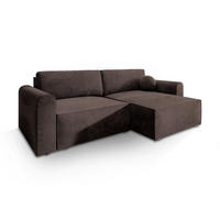 ECKSOFA FIANO M Braun Velours-Stoff mit Schlaffunktion - Braun, Holz (245/148cm) - MASSENO