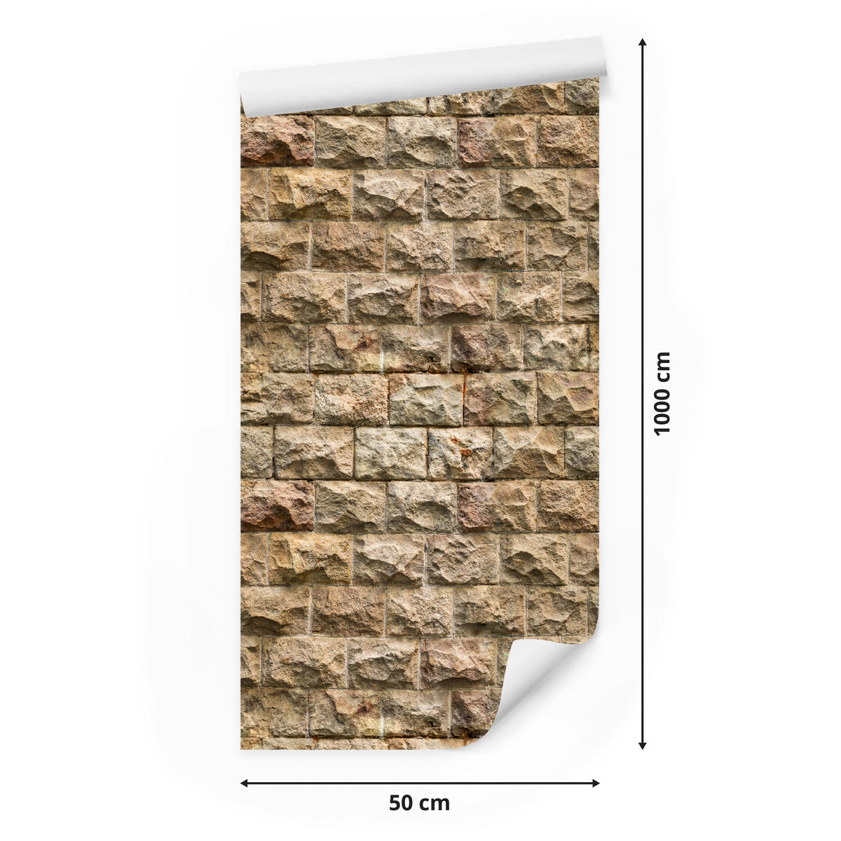 VLIESTAPETE Steinmauer in 3D-Optik – Braun, Beige – 50x1000 cm - Beige/Braun, Papier (50/1000cm) - Muralo