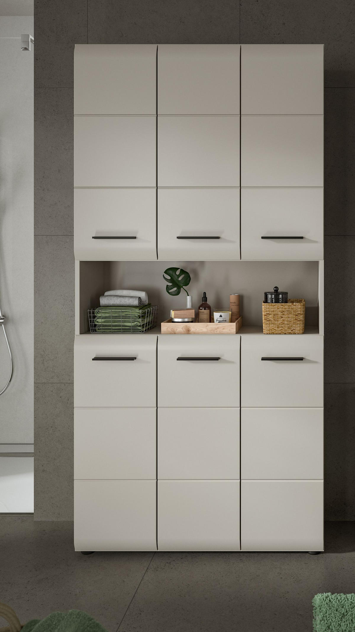 BADSCHRANK hoch ICE (B/H/T: ca. 90/185/30 cm) in Kaschmir/Kaschmir matt - Kaschmir, Holzwerkstoff (90/185/30cm)