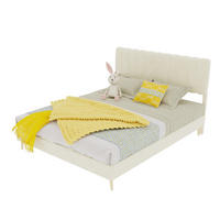POLSTERBETT 140/200 cm DE-32951 mit hohem Kopfteil und Matratze Beige - Beige, Metall (140/200cm) - ComfortXL