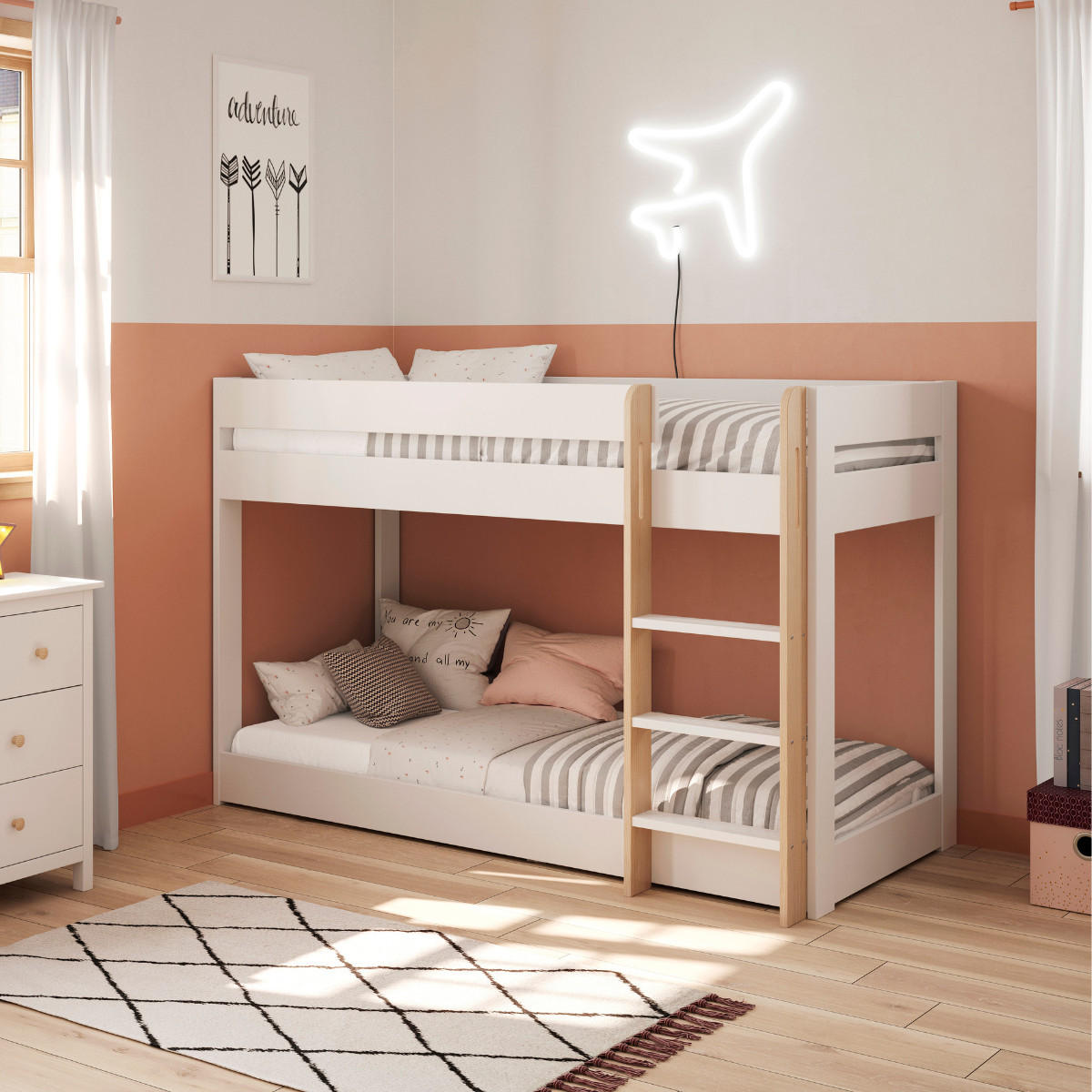 ETAGENBETT Angel Weiß 197/107/131 cm - Weiß, Holz - Calicosy