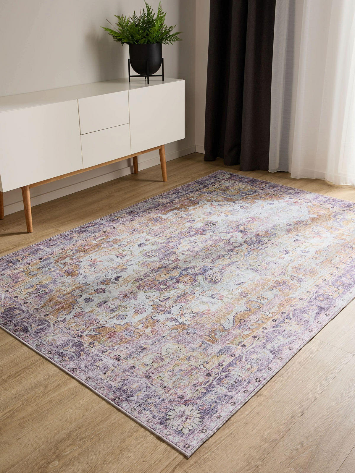 VINTAGE-TEPPICH George waschbar 80x150 cm - Lila/Multicolor, Kunststoff (80/150cm) - benuta