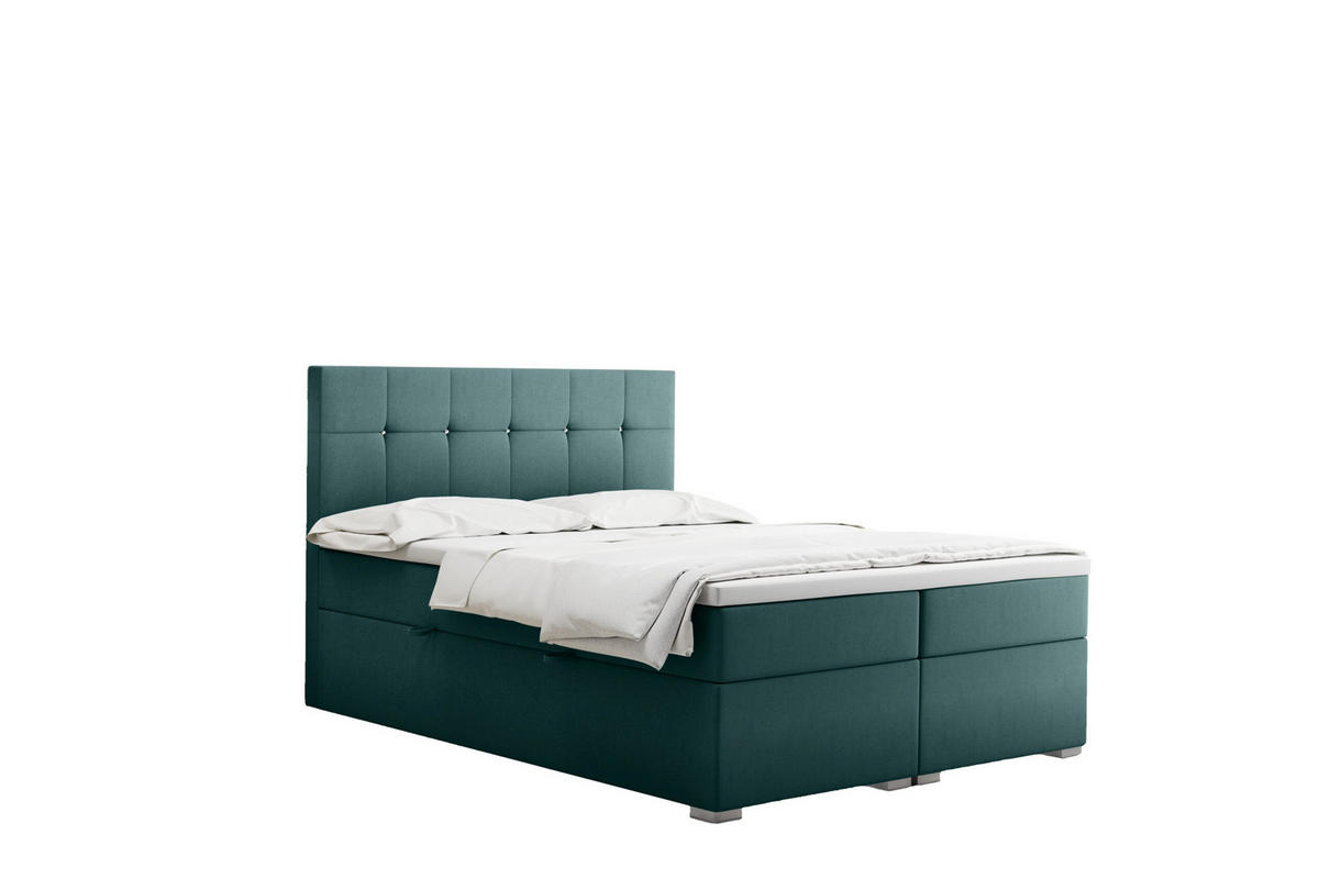 BOXBETT Mit Matratze Und Bettkasten LINDT Stoff Velvet 120x200 cm Meeresfarbe H3-Bonell - Mintgrün, Holz (120/200cm) - Kaiser Möbel