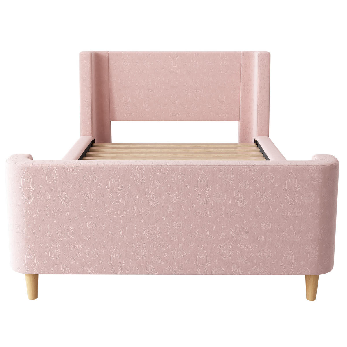 KINDERBETT Schlittenbett 90x200 cm Samt Pink - Pink, Holz (90/200cm) - Meubliv