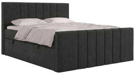 POSTEL BOXSPRING INERO DUO 180/200 - Tmavě šedá Strukturovaná látka - Topper T25 - H4 - černá/tmavě šedá, textil/plast (180/200cm) - MKS