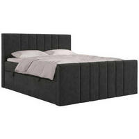 POSTEL BOXSPRING INERO DUO 180/200 - Tmavě šedá Strukturovaná látka - Topper T25 - H4 - černá/tmavě šedá, textil/plast (180/200cm) - MKS
