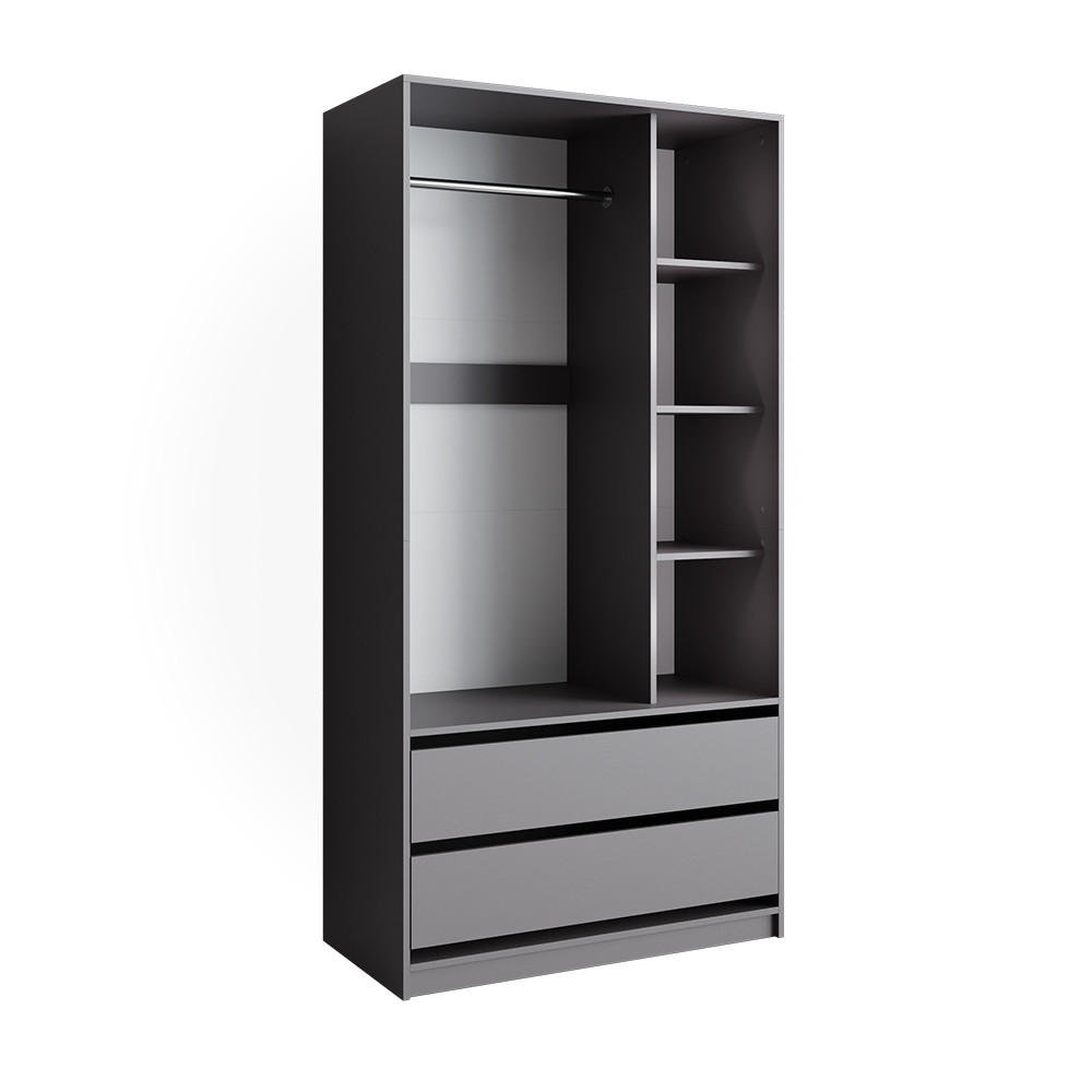 KINDERKLEIDERSCHRANK Elmo Anthrazit 100 x 200 cm mit 2 Schubladen - Anthrazit, Holzwerkstoff (100/200/50cm) - Vicco