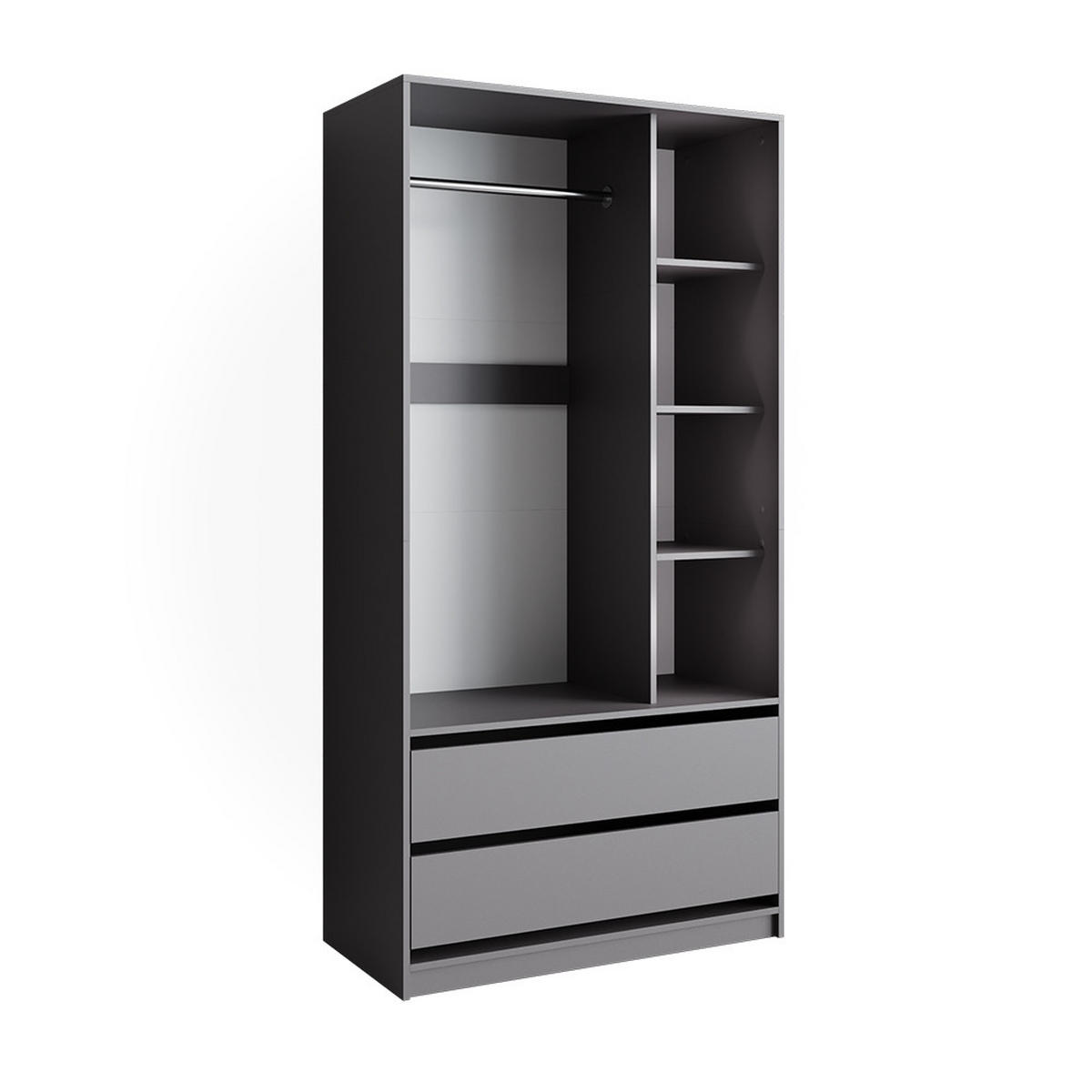 KINDERKLEIDERSCHRANK Elmo Anthrazit 100 x 200 cm mit 2 Schubladen - Anthrazit, Holzwerkstoff (100/200/50cm) - Vicco
