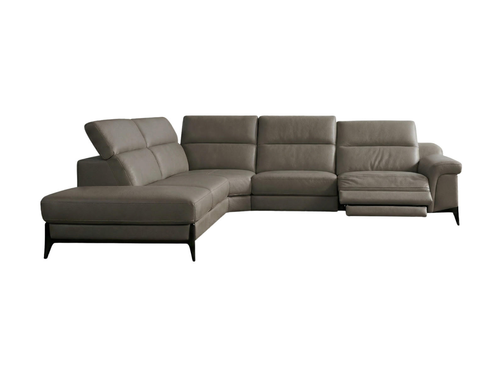 ECKSOFA Texas Echtleder mit 1 x Relaxfunktion Greige - Greige, Leder/Metall (274/238cm)
