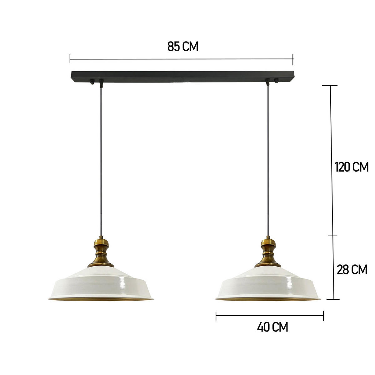 PENDELLEUCHTE Asletl 2 Flammig 40/36 cm - Goldfarben/Weiß, Metall (36/40/28cm) - Bamyum
