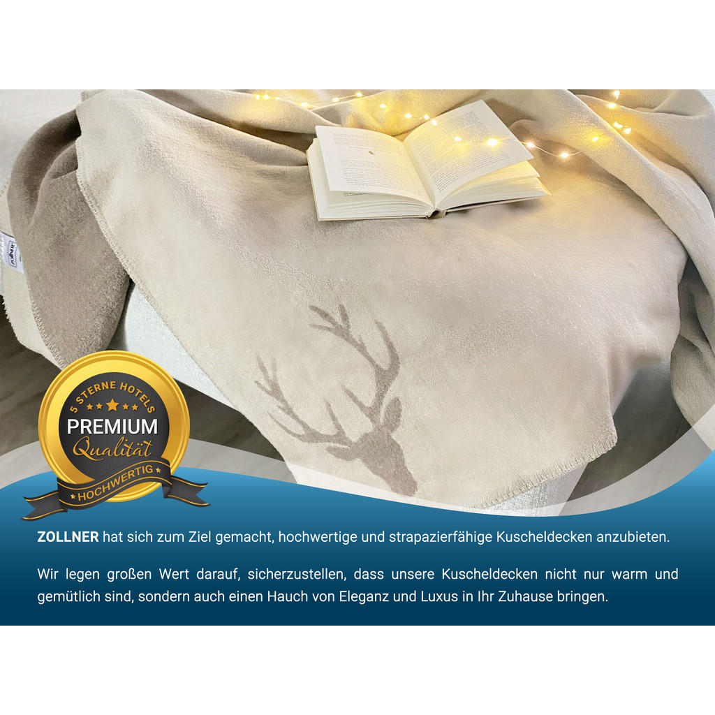 Thumbnail - Zollner Kuscheldecke,, Braun, Naturmaterialien, 150x200 cm, Oeko-Tex® Standard 100, Wohntextilien, Decken, Kuscheldecken