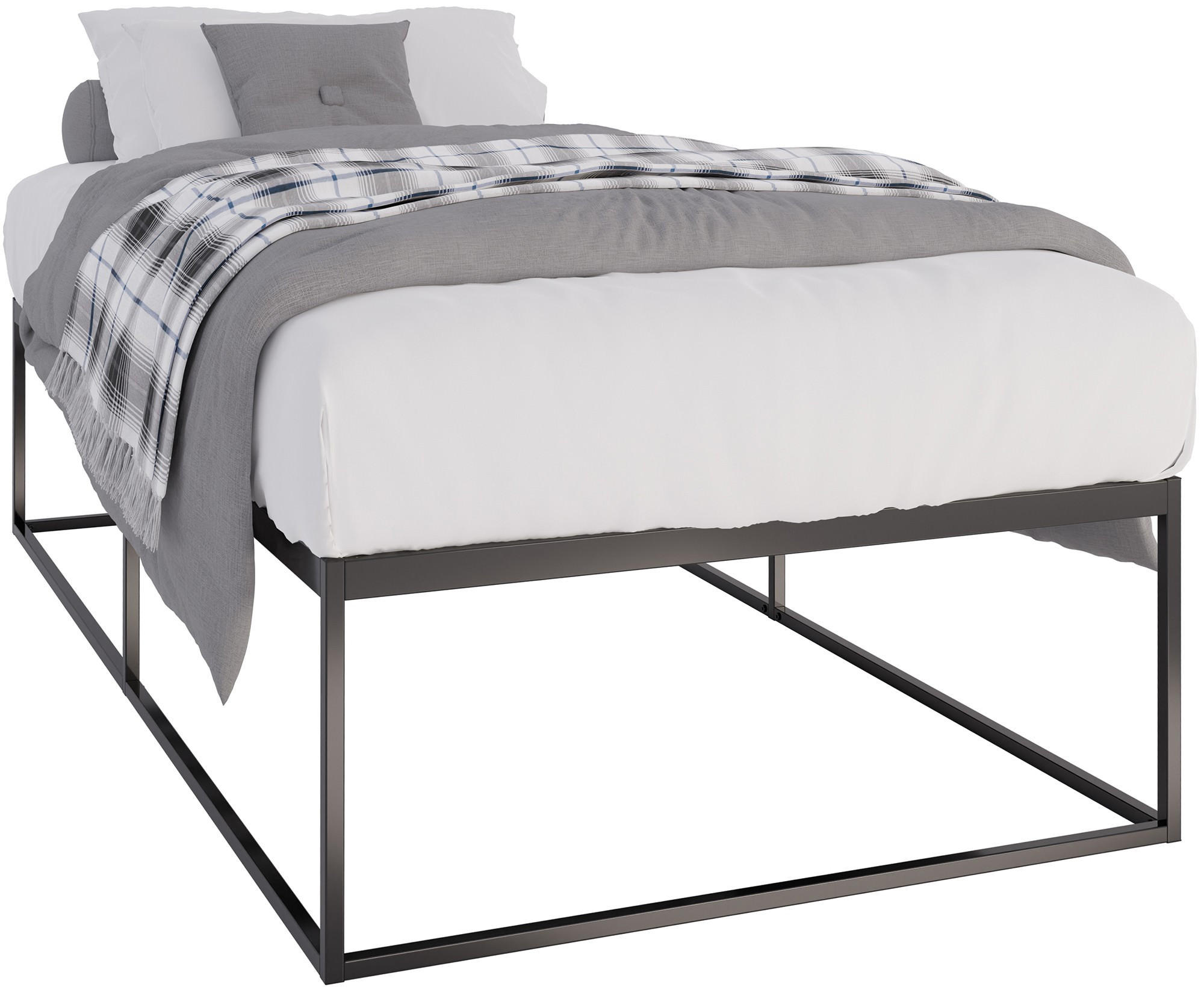 METALLBETT 105.5/205.5/46.5 cm Metall Schwarz - Schwarz, Metall (105.5/205.5cm) - CLP