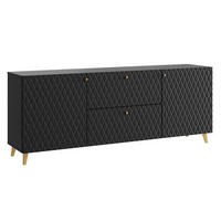 KOMMODE Phuket Graphit Schwarz / Rautenmuster 180 / 39 / 69cm - Goldfarben/Graphitfarben, Holz/Holzwerkstoff (180/69/39cm) - Feldmann-Wohnen