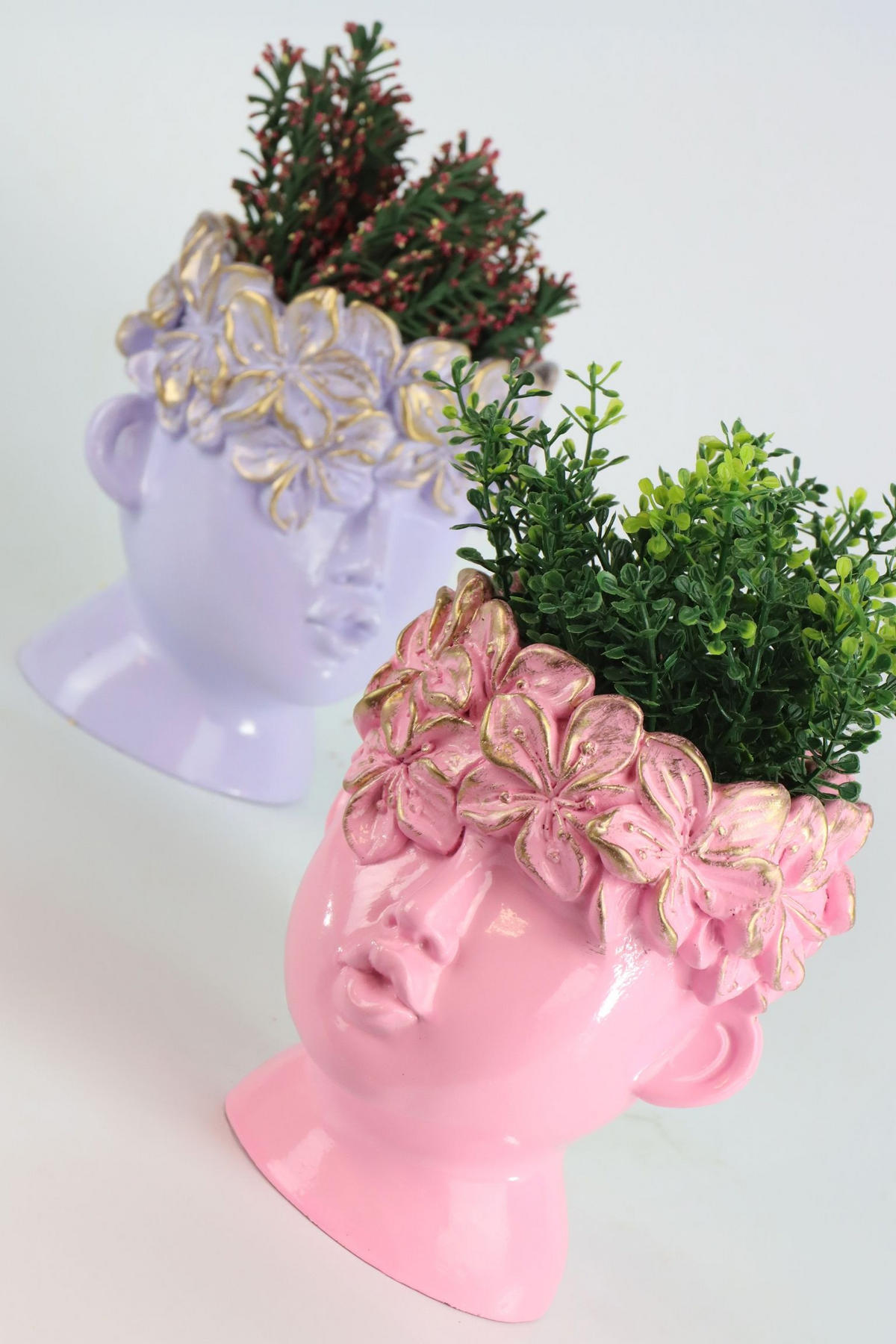 PFLANZFIGUREN Flora 3-tlg. H13 cm - Multicolor, Kunststoff (12/13/12cm) - FURNARO