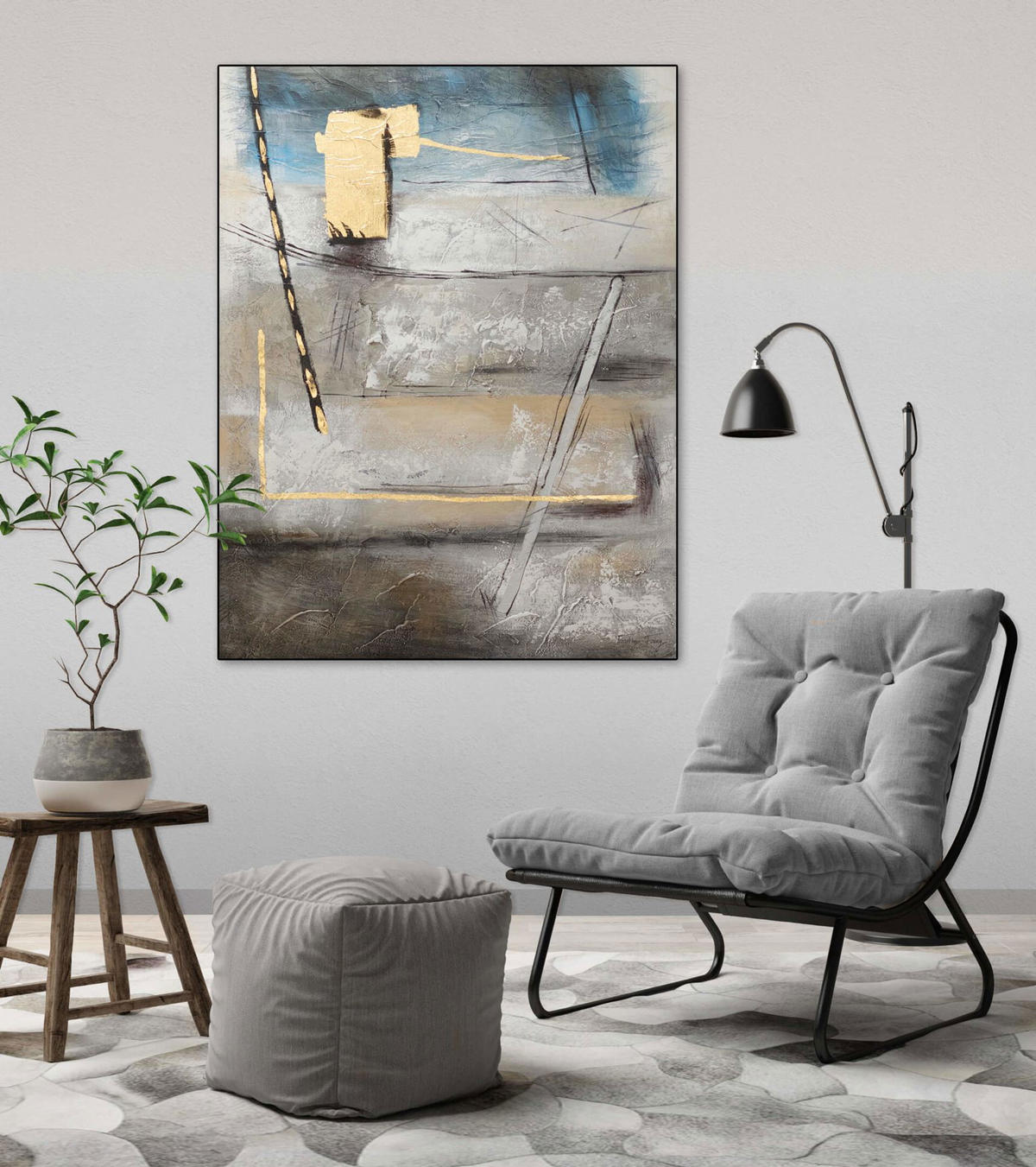 ACRYLBILD HANDGEMALT 75/100 cm - Grau, Holz/Textil (75/100cm) - KUNSTLOFT