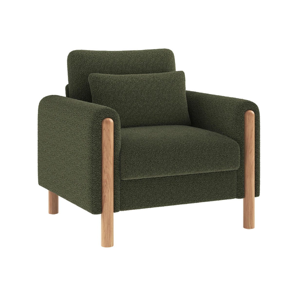 SESSEL Loungesessel Teddy Green 1-Sitzer - Grün, Holzwerkstoff (83/88.5/87cm) - Meubliv