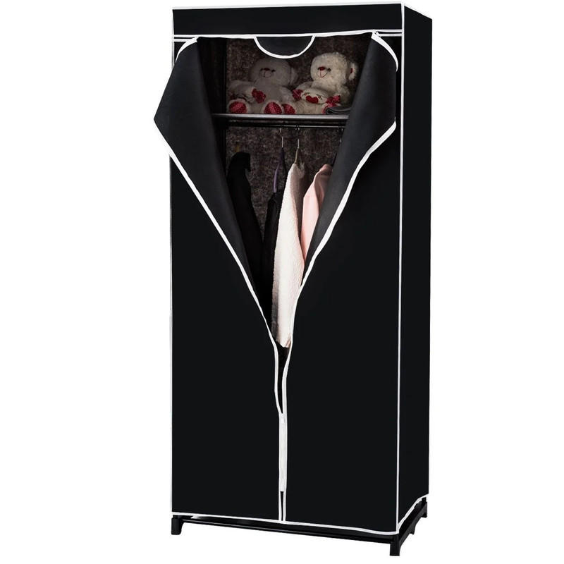 Costway Stoffkleiderschrank Schwarz 74x172x50 cm