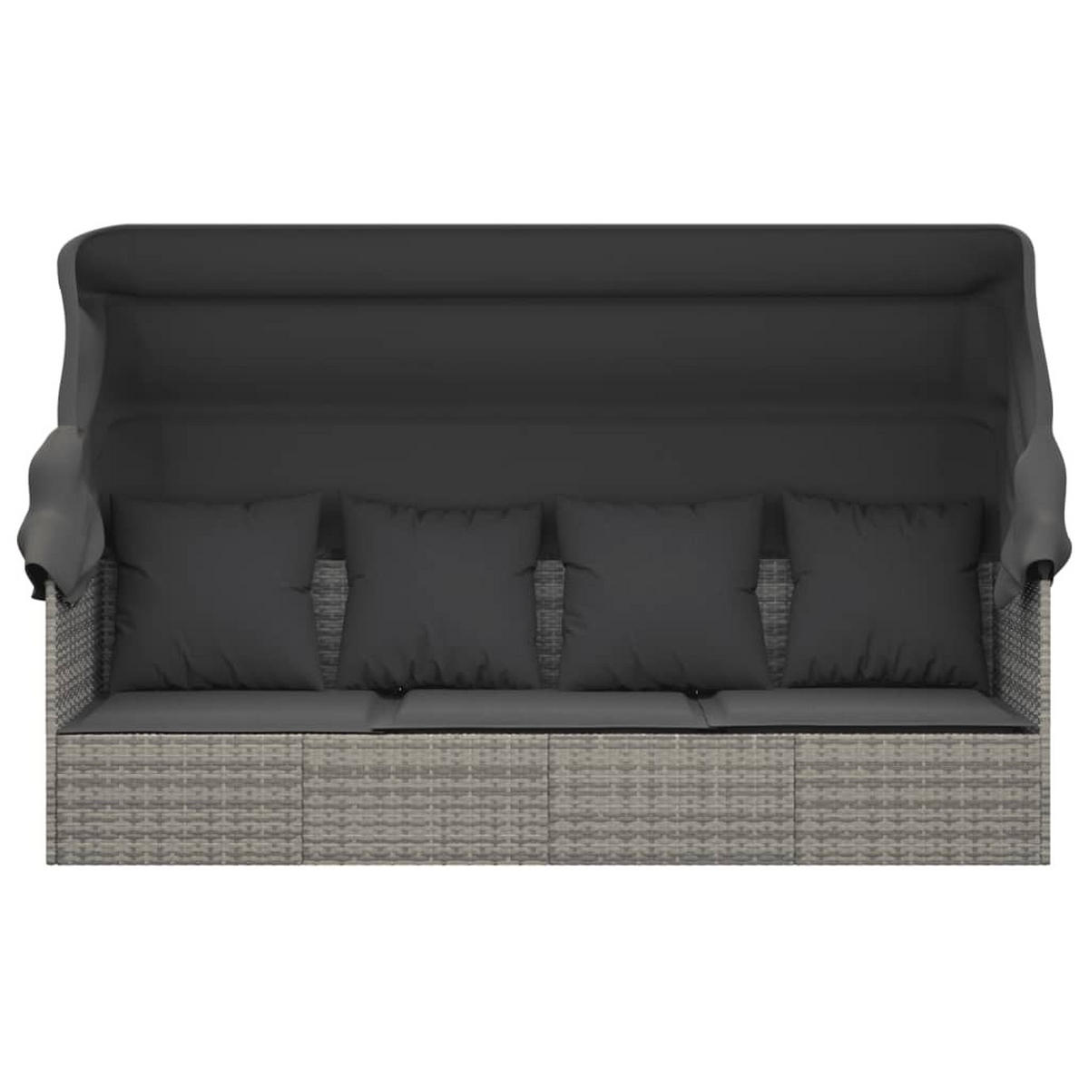 OUTDOOR-LOUNGEBETT mit Dach und Kissen Grau Poly Rattan - Grau, Kunststoff (203/56/58cm) - furnicato