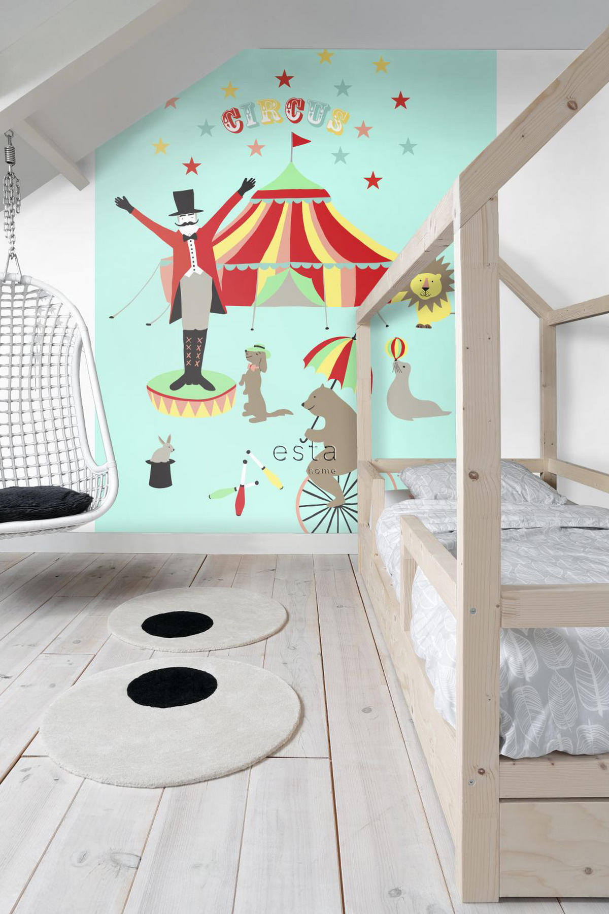 FOTOTAPETE Zirkus 186 x 279 cm - Türkis, Papier (186/279cm) - ESTAhome