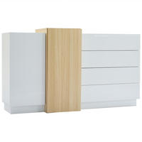 SIDEBOARD in Weißes Hochglanz, Minimalistischer - Weiß, Holz (37.5/87/150cm) - KOMHTOM