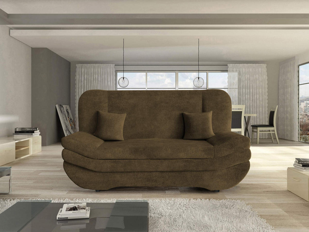 SCHLAFSOFA Weronika - Schwarz/Haselnussfarben, Holz/Kunststoff (200/95/90cm) - MIRJAN24