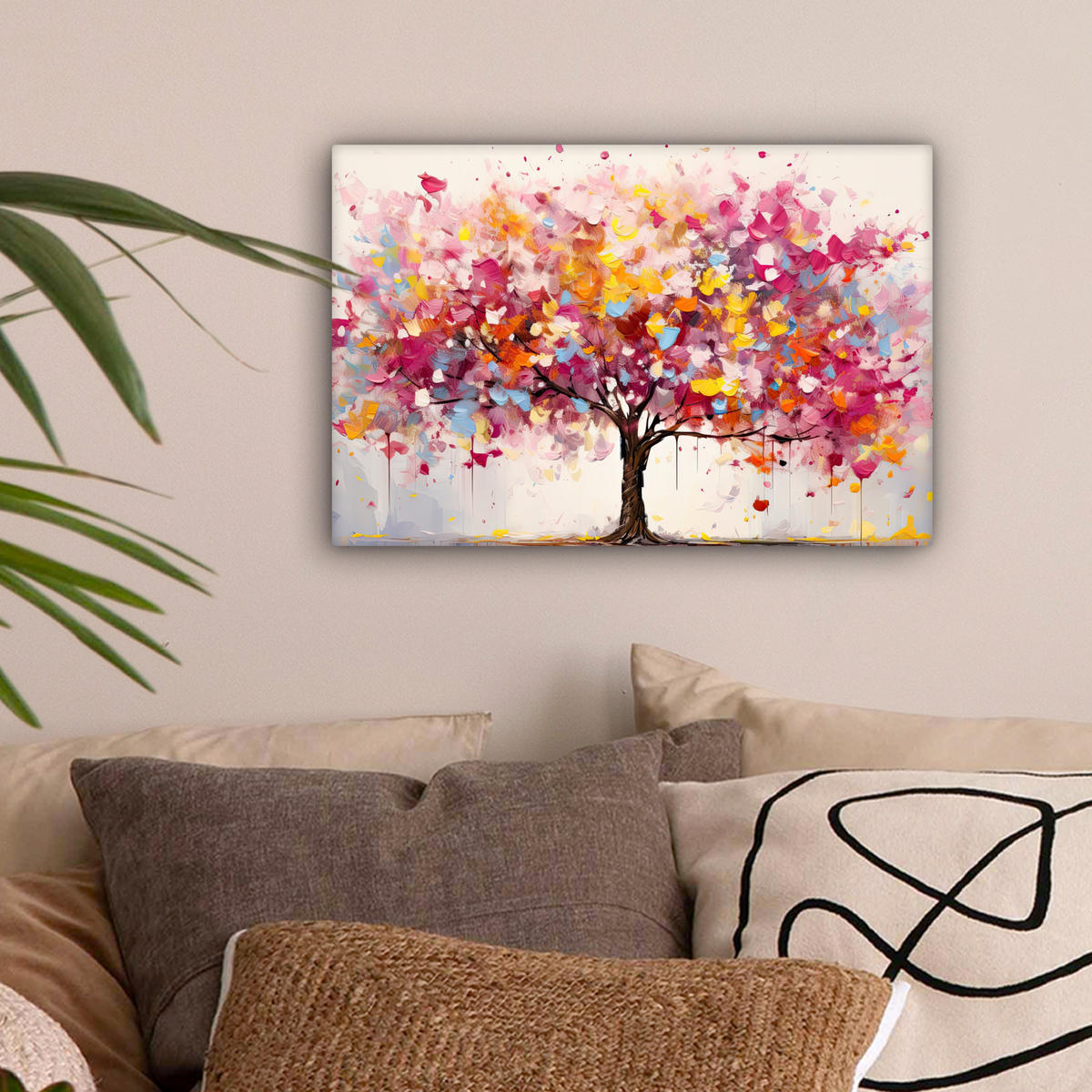 LEINWANDBILD Aquarell - Baum - Kunst - Abstrakt 30x20 cm - Multicolor, Textil (30/20cm) - MuchoWow