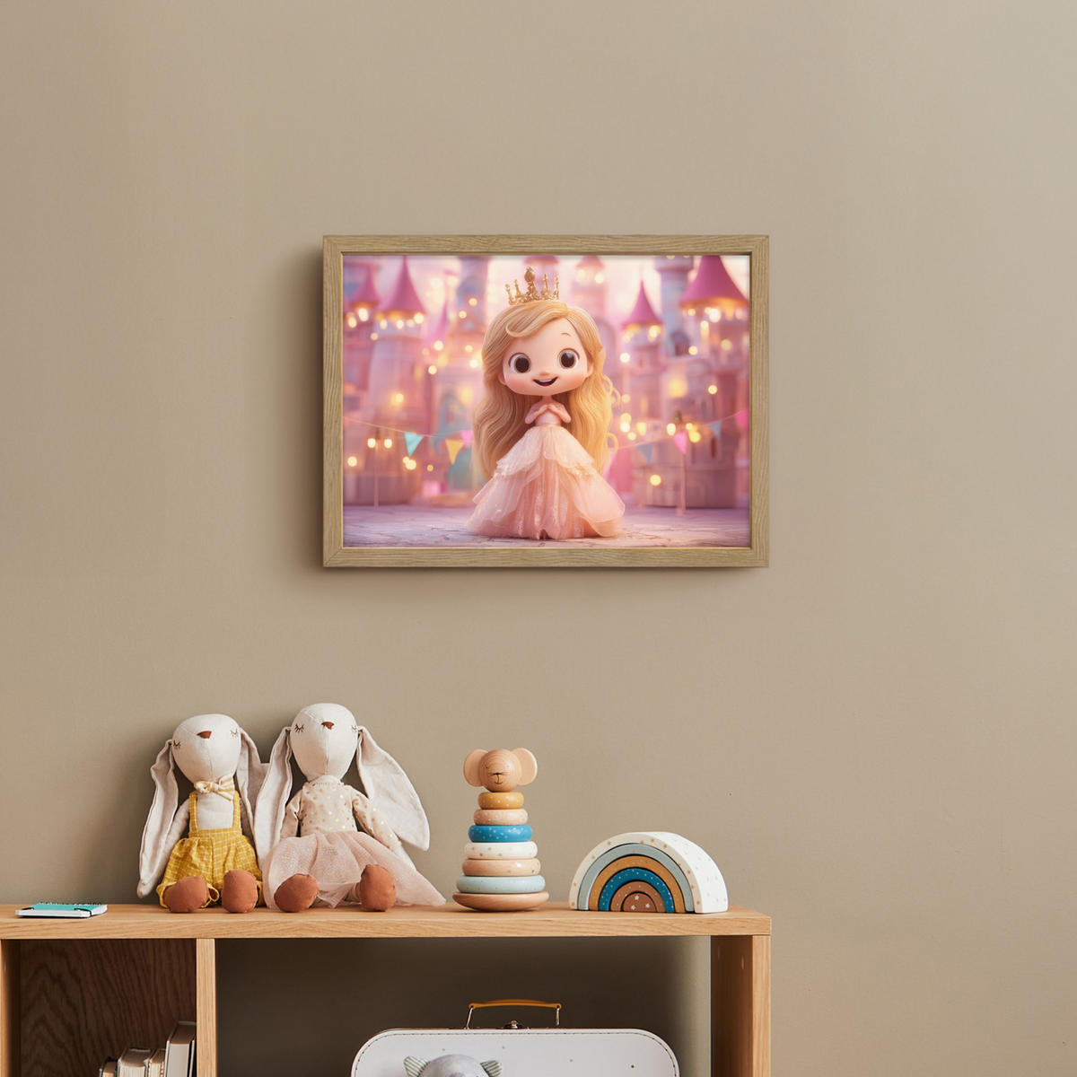NACHTTISCHLAMPE MIT AKKU Prinzessin - Rosa - Schloss 40x30 cm - Rosa, Holzwerkstoff (8/40/30cm) - OnlyWow
