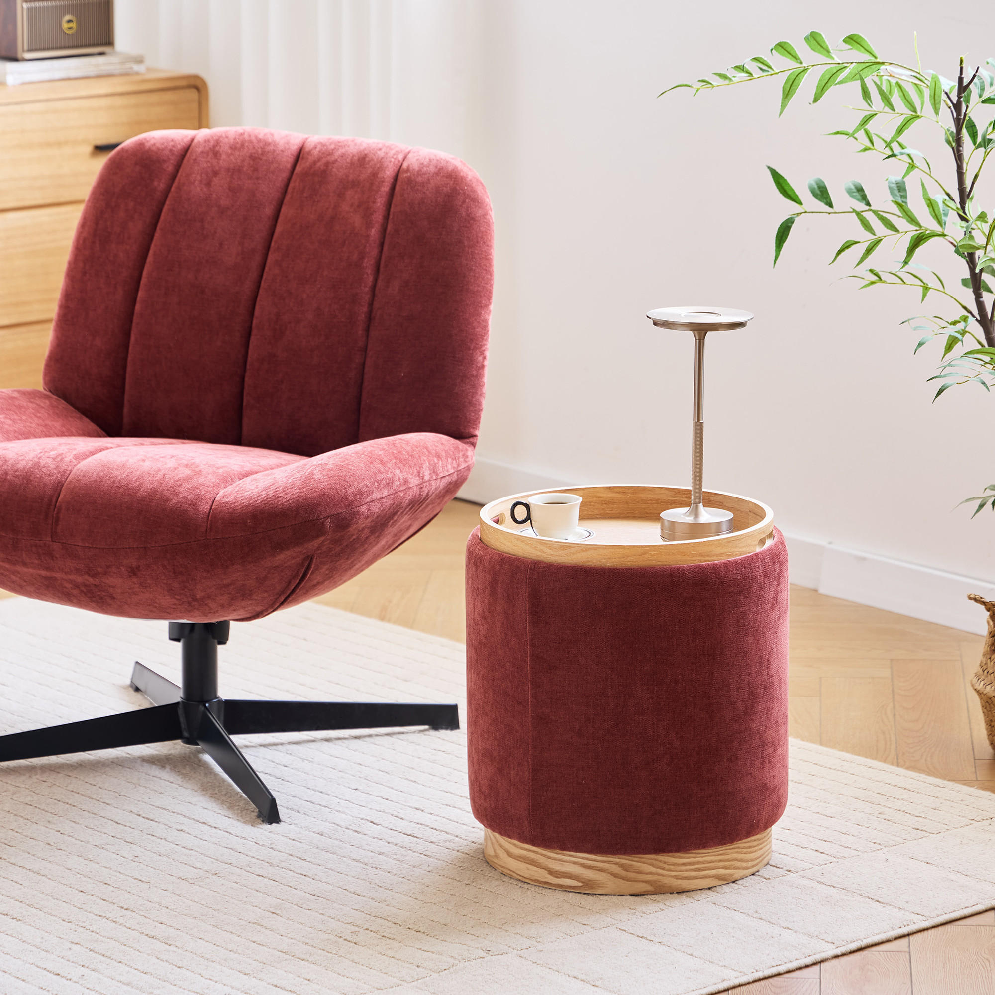 POUF Stoff Terracotta - Rot, Textil (40/44/40cm) - Nordlys