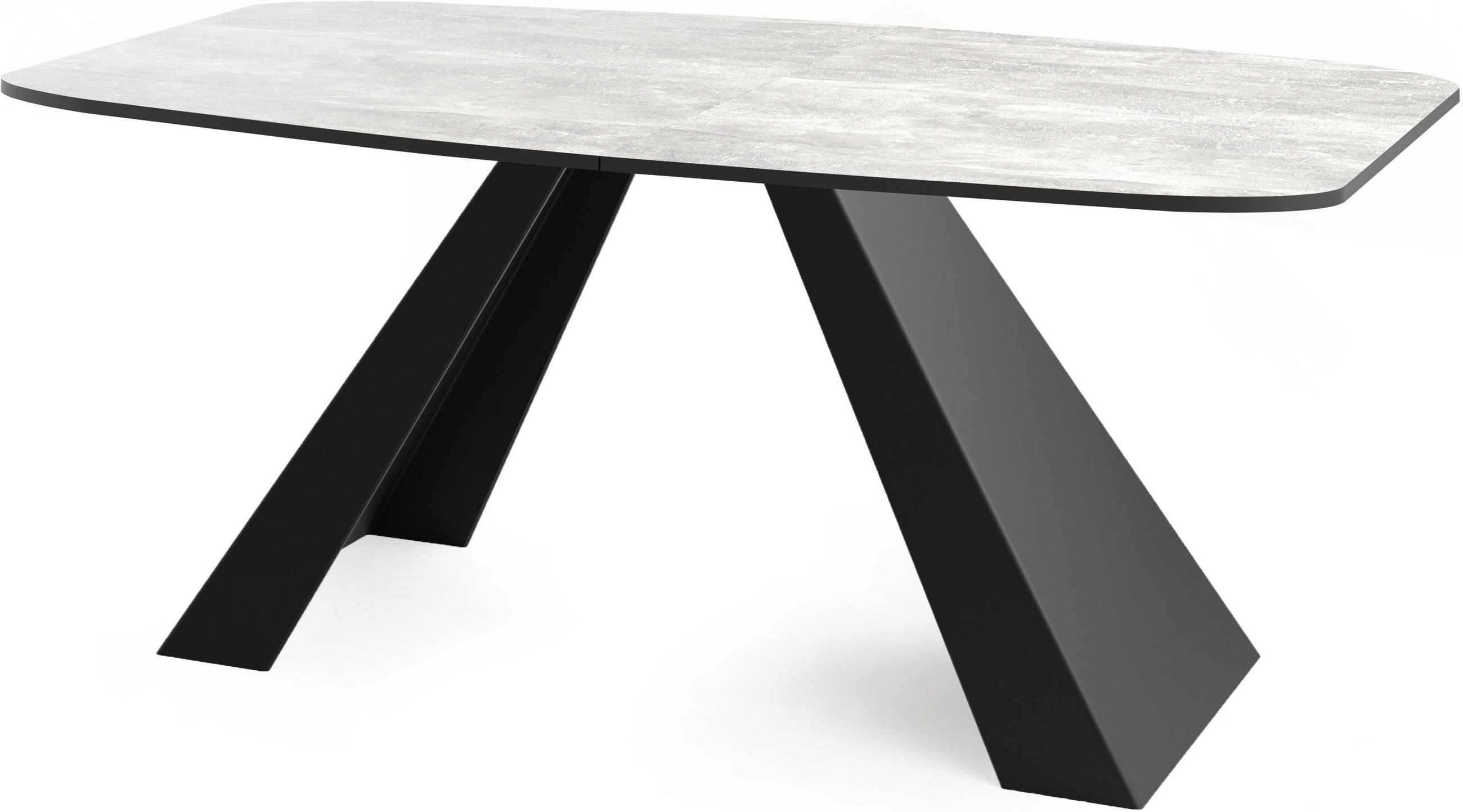 ESSTISCH Monte rechteckig ausziehbar, Grauer Beton 160-200/80/76 cm - Hellgrau/Schwarz, Holzwerkstoff/Metall (160/80/76cm) - WFL GROUP