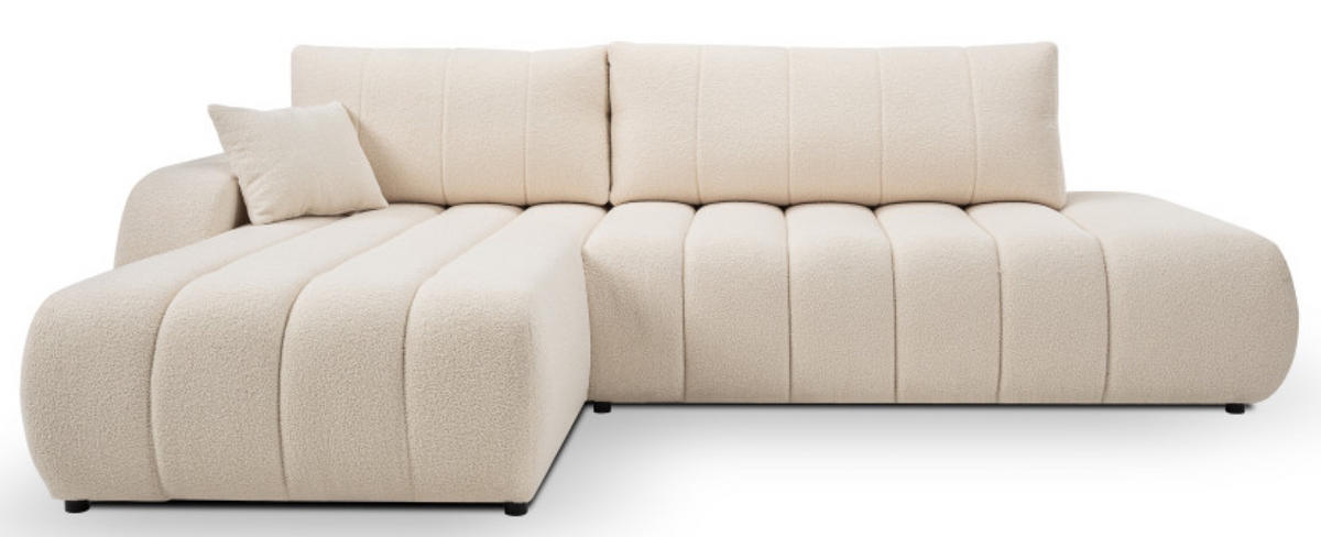 ECKSOFA Creme ALOO Mit Schlaffunktion Links Stoff Bouclé - Beige, Textil (276/176cm) - Sepro Meble
