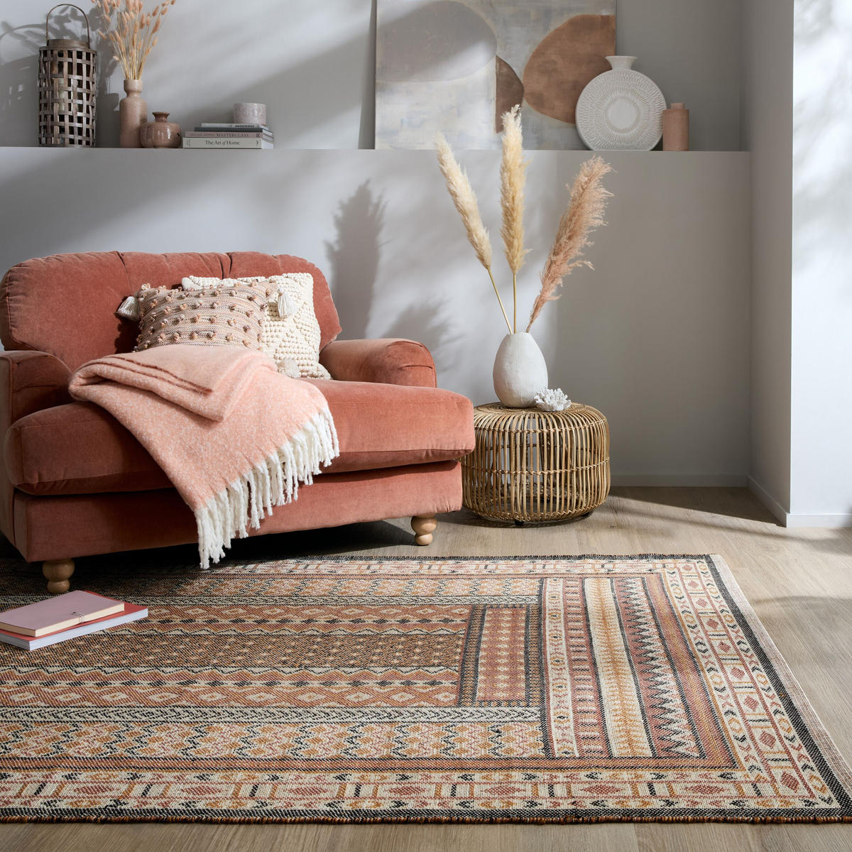TEPPICH Kurzflor Ethno Muster, Orientalisch, Wohnzimmer Terrakotta Rechteckig 200x290 - Orange, Textil (200/290cm) - KADIMA DESIGN