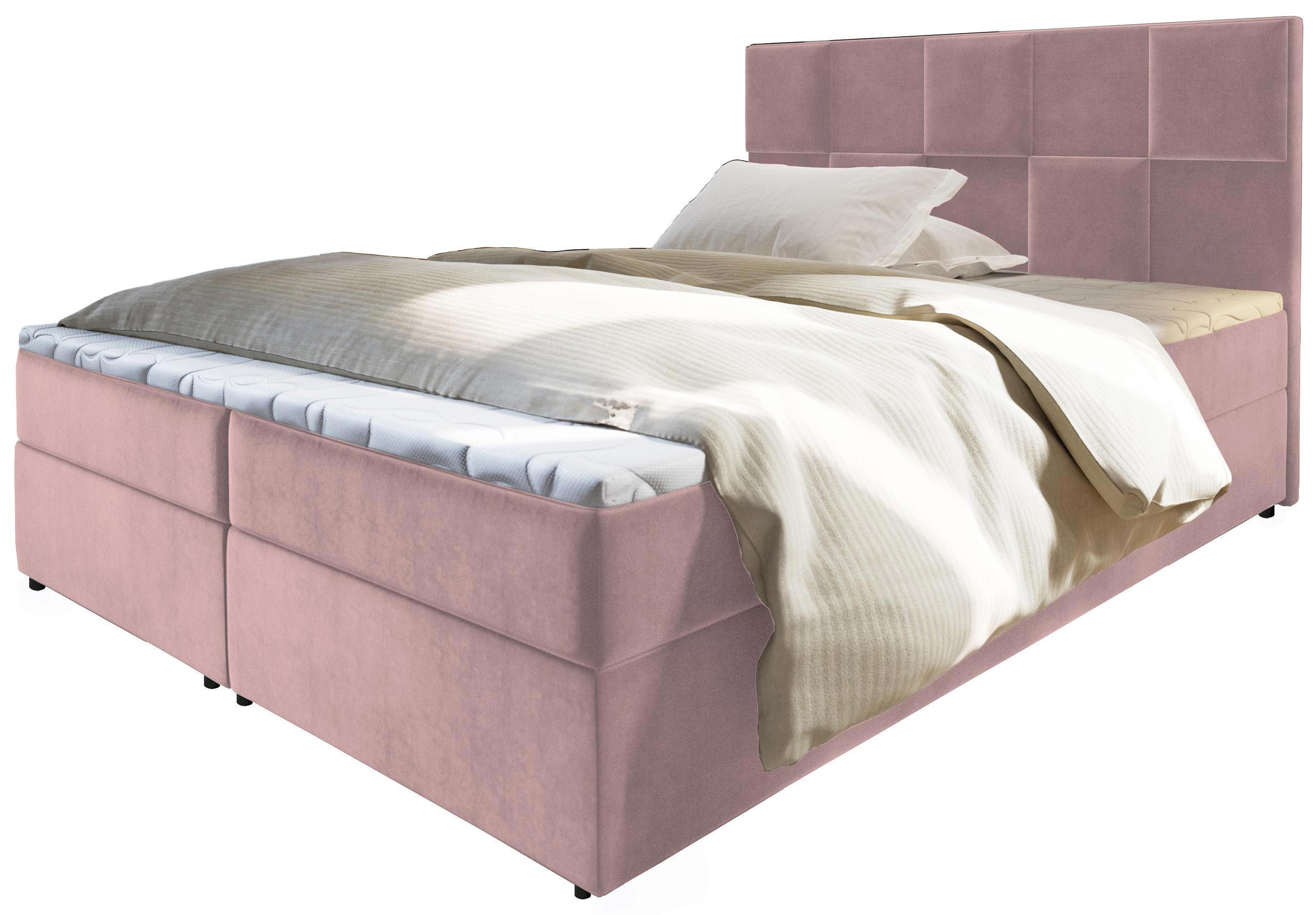 BOXBETT PRATA 160x200 cm mit Matratze und Topper - Rosa - Rosa, Holz (160/200cm) - MASSENO