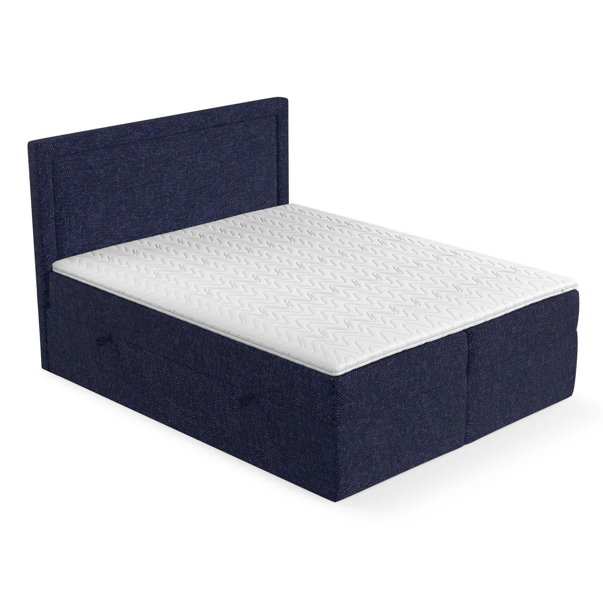 BOXBETT Tribeca Marineblau 180/200 cm mit Taschenmatratze und Topper - Schwarz/Dunkelblau, Holz/Holzwerkstoff (180/200cm) - Maison de Reve
