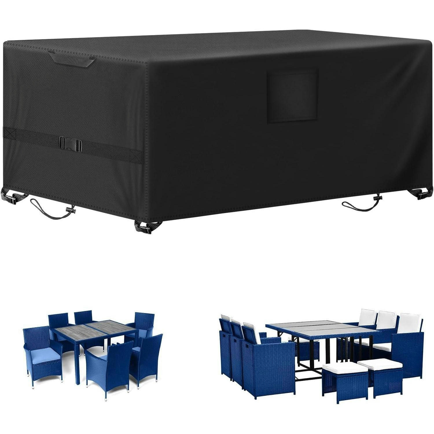 GARTENMÖBEL Abdeckung 200 x 200 x 90 cm Wasserdicht UV-Beständig 420D Oxford - Schwarz, Kunststoff (200/90/200cm)