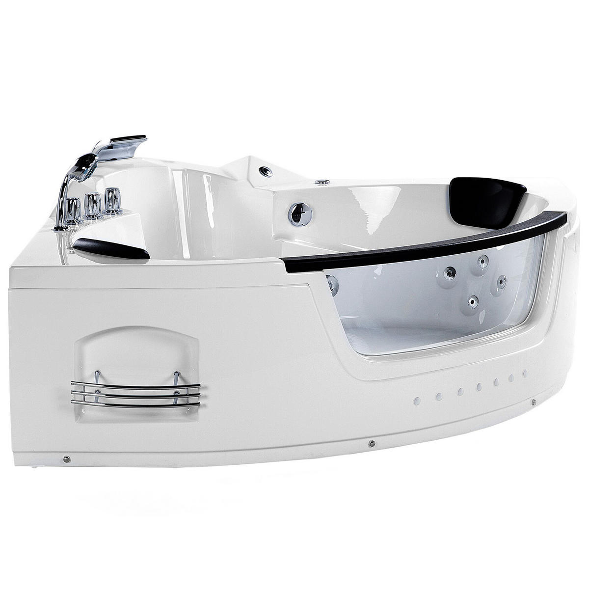 WHIRLPOOL BADEWANNE mit LED 155x214x60 cm weiß Martinica - Weiß, Kunststoff (155/60/214cm) - Beliani