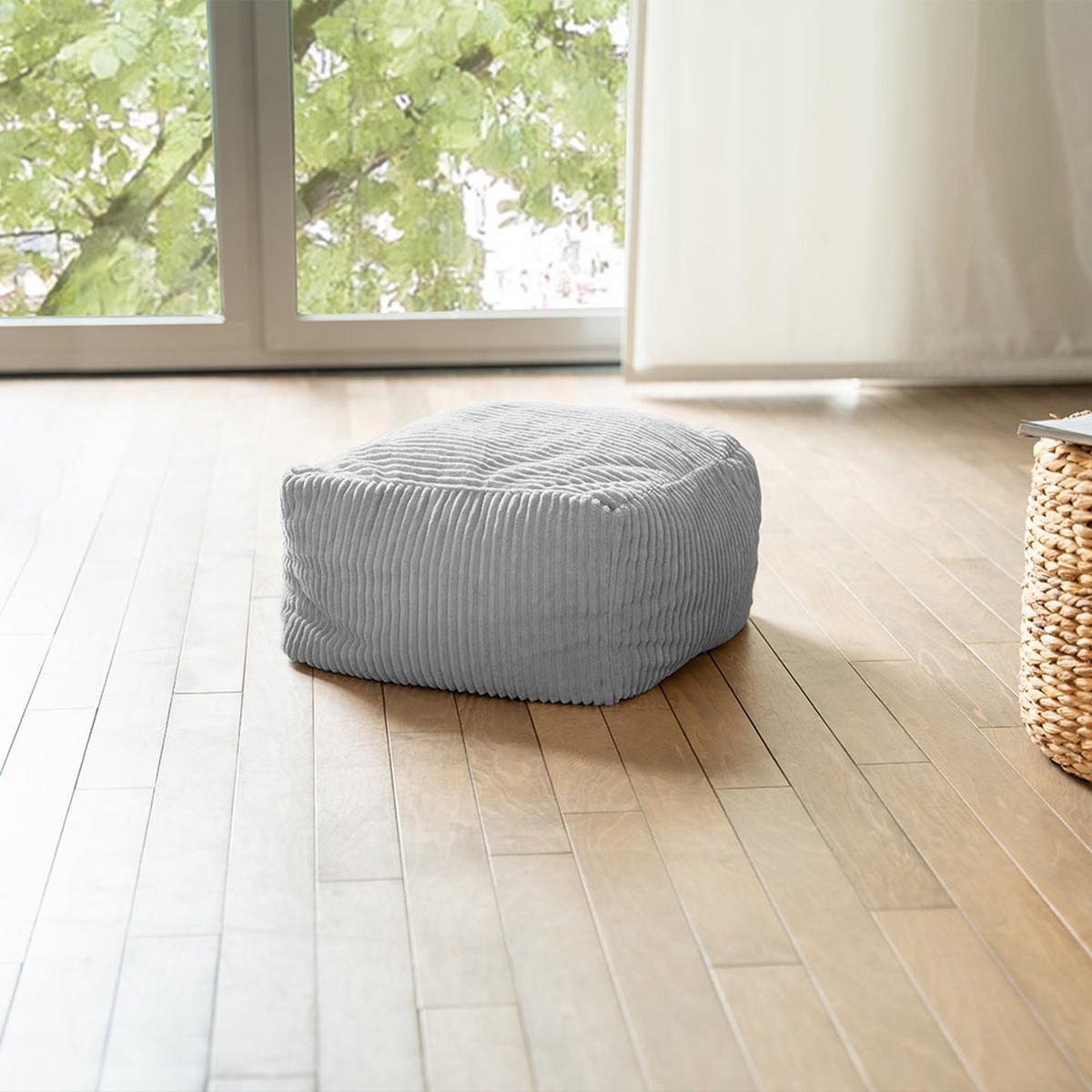 SITZSACK COZY - Hellgrau, Nur Hocker - Hellgrau, Textil (44/44/22cm) - Home Deluxe