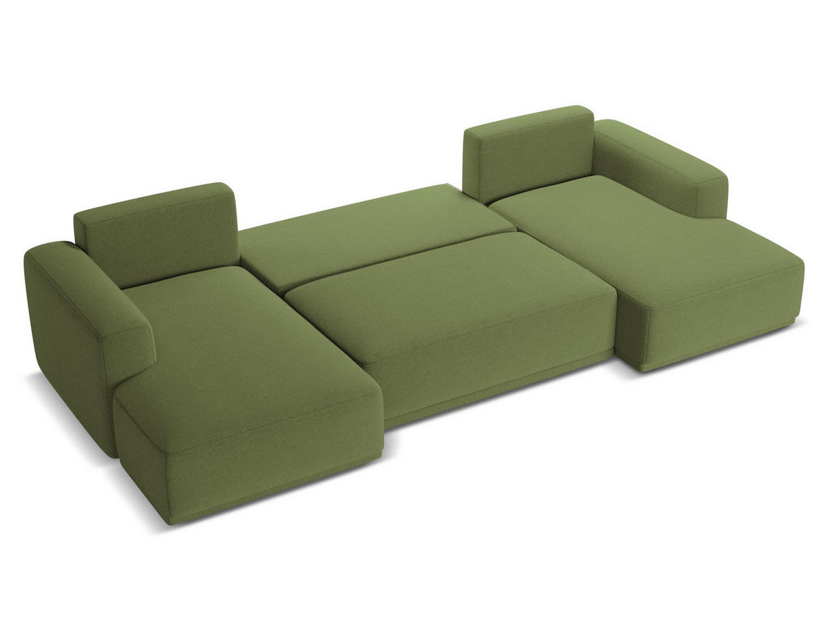 WOHNLANDSCHAFT Chenille Stoff Grün - Dunkelgrün/Schwarz, Kunststoff/Textil (333/91/160cm) - Makamii