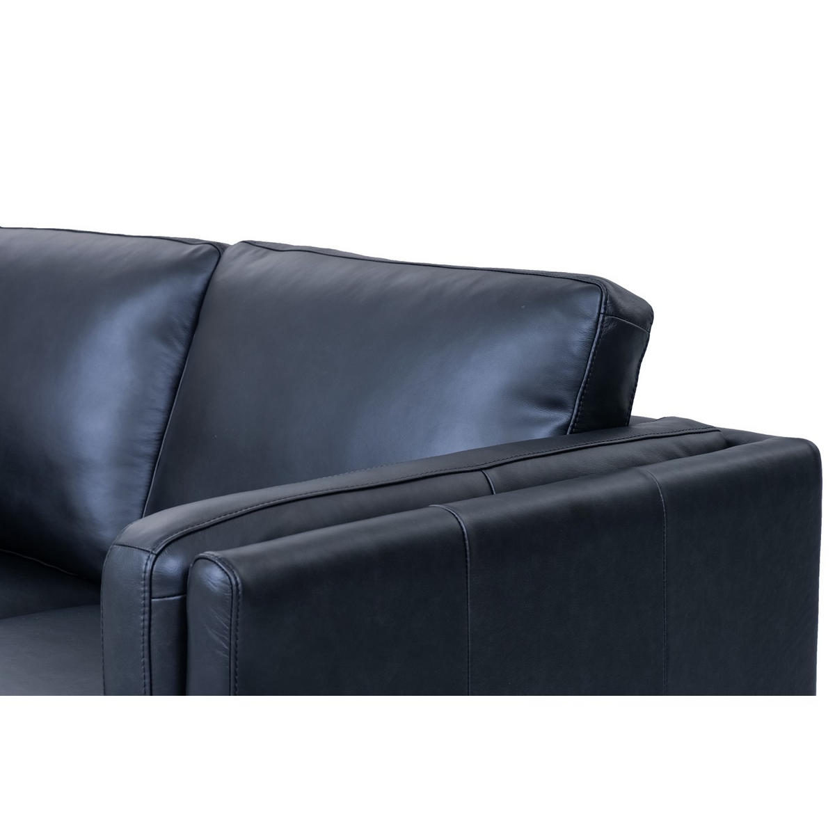 ZWEISITZER-SOFA Echtleder Schwarz - Schwarz, Leder/Metall (157/83/88cm) - Furnhouse